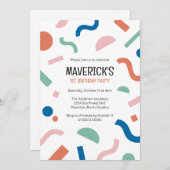 Abstract shapes baby first birthday invitation einladung (Vorne/Hinten)