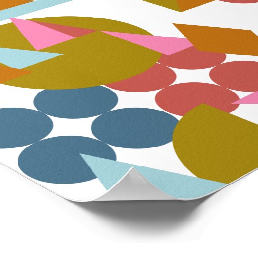 Abstract Shapes Landscape Blue Pink Geometric Poster (Ecke)