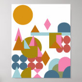 Abstract Shapes Landscape Blue Pink Geometric Poster (Vorne)