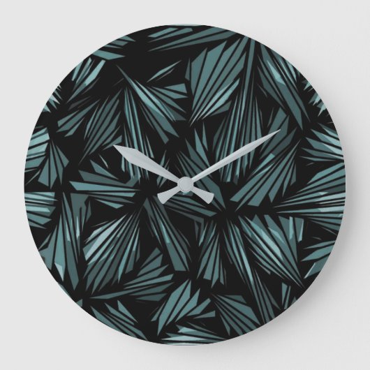 Abstract Shattered Glass Blue Pattern Large Clock Große Wanduhr (Vorderseite)