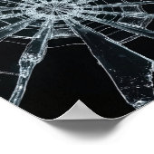 Abstract Shattered Glass Texture Broken Web Crack Poster (Ecke)