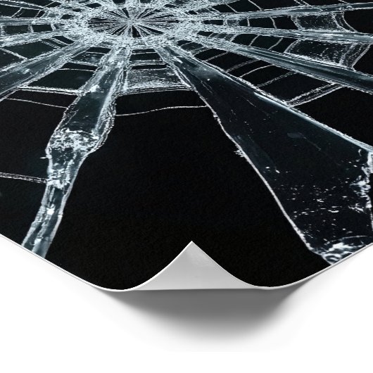 Abstract Shattered Glass Texture Broken Web Crack Poster (Ecke)