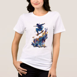 Abstract Skateboarder | Fluid Ink Watercolor Tri-Blend Shirt