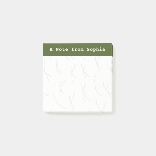 Abstract Sketchy Lines Personalized | Olive Green Post-it Klebezettel (Vorderseite)