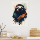 Abstract Sloth Wall Art – Relaxed Animal Poster (Küche)