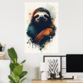 Abstract Sloth Wall Art – Relaxed Animal Poster (Heimbüro)