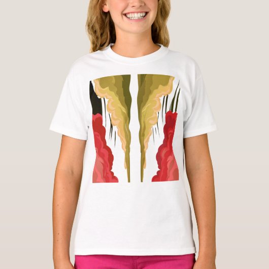 Abstract Smoke Burst – Red & Yellow Energy Art T-Shirt (Vorderseite)