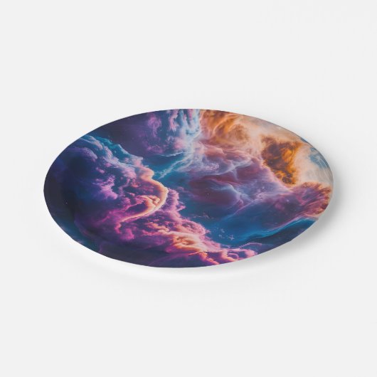 Abstract Space Nebula Art - Colorful Cosmic Pappteller (Schrägansicht)