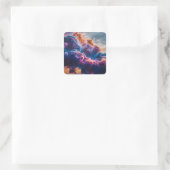 Abstract Space Nebula Art - Colorful Cosmic Quadratischer Aufkleber (Tasche)