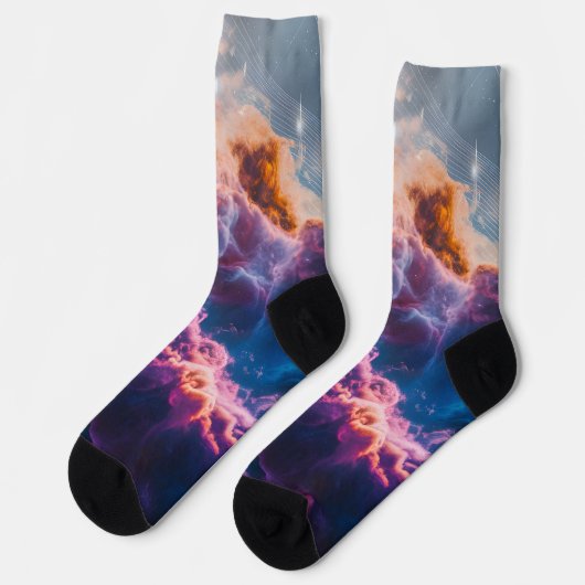 Abstract Space Nebula Art - Colorful Cosmic Socken (Linkes Detail)