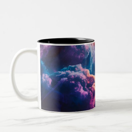 Abstract Space Nebula Art - Colorful Cosmic Zweifarbige Tasse (Links)