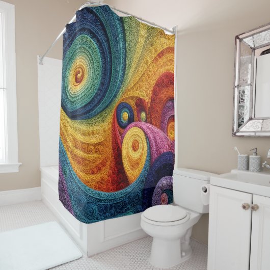 Abstract Spiral Pattern Colorful 3D Swirl Texture Duschvorhang (Beispiel)