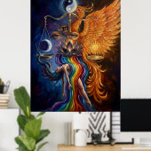Abstract Spiritual Art Poster “Phoenix & Lotus Reb (Heimbüro)