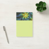 Abstract Star, Shiny Blue Green Golden Fractal Art Post-it Klebezettel (Büro)