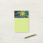 Abstract Star, Shiny Blue Green Golden Fractal Art Post-it Klebezettel (Auf Schreibtisch)