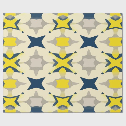Abstract Starburst Pattern in Yellow and Blue Geschenkpapier (Flach)