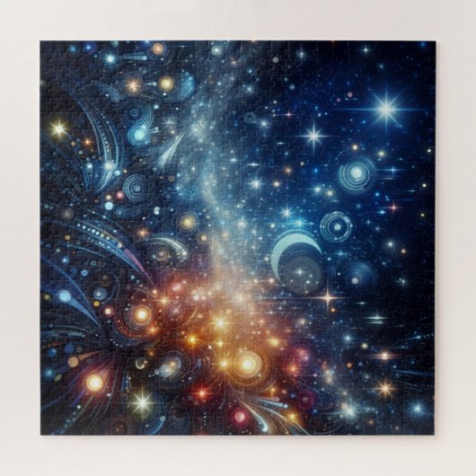 Abstract Stars and Moon Puzzle (Horizontal)