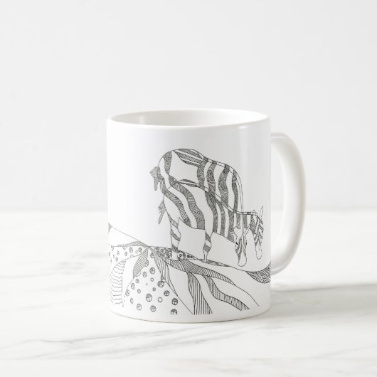 Abstract stick figure custom mug giraffe kaffeetasse (VorderseiteRechts)