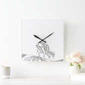 Abstract stick figure custom mug giraffe quadratische wanduhr (Zuhause)