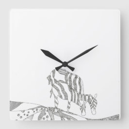 Abstract stick figure custom mug giraffe quadratische wanduhr