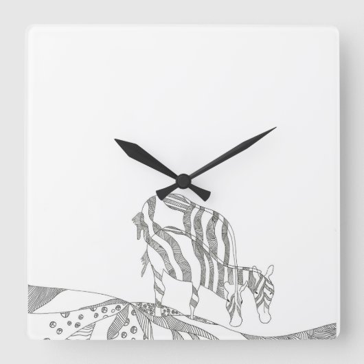 Abstract stick figure custom mug giraffe quadratische wanduhr (Vorderseite)