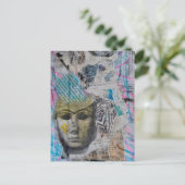 Abstract Stone Face Mixed Media Collage Postkarte (Stehend Vorderseite)
