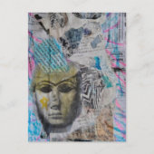 Abstract Stone Face Mixed Media Collage Postkarte (Vorderseite)