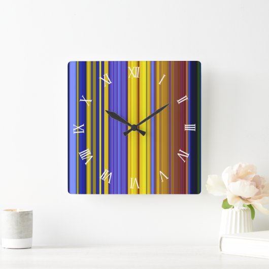 Abstract Stripes Design 1 Quadratische Wanduhr (Zuhause)