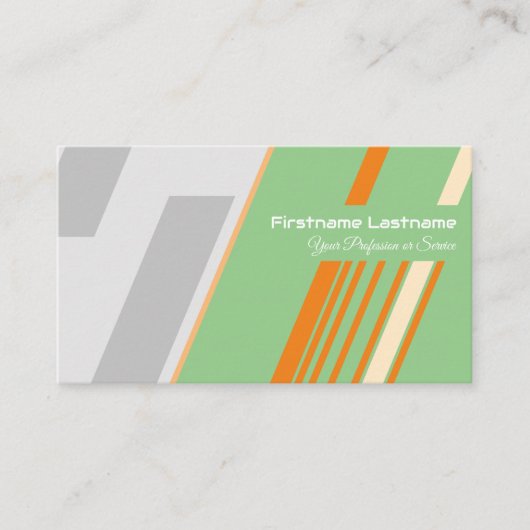 Abstract stripes in orange green gray visitenkarte (Vorderseite)