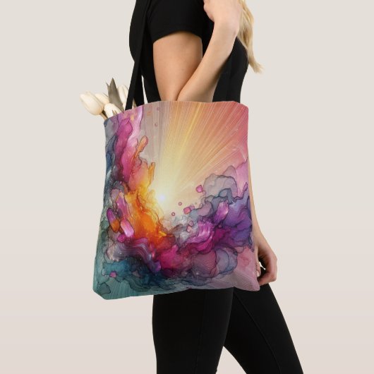 Abstract Sun Rays Floral Cloud Ink Landscape Tasche (Von Nahem)