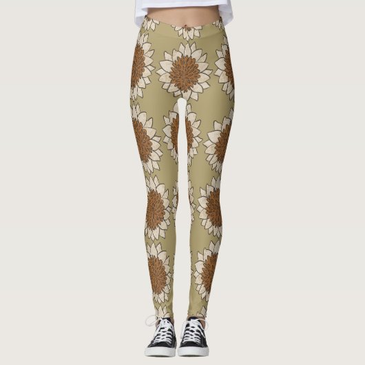 Abstract Sunflower Tile Background Leggings (Vorderseite)