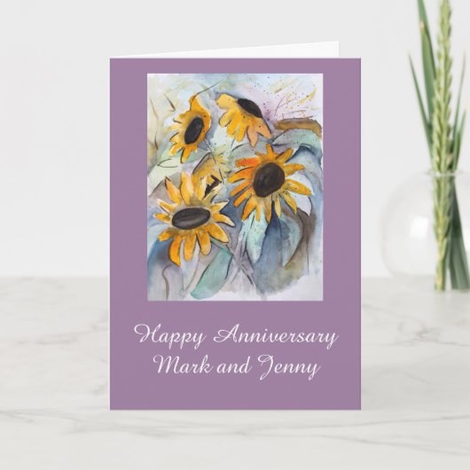 Abstract Sunflowers Personalized Anniversary Karte (Vorderseite)