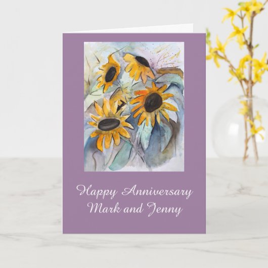 Abstract Sunflowers Personalized Anniversary Karte (Gelbe Blume)