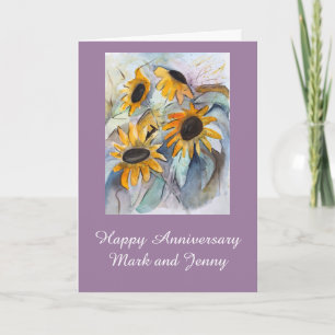 Abstract Sunflowers Personalized Anniversary Karte