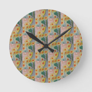 Abstract Sunflowers Runde Wanduhr