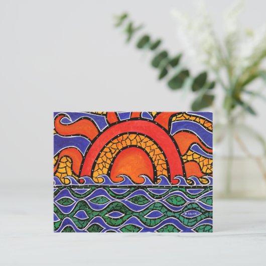 Abstract Sunset Colorful Art Postcard Postkarte (Stehend Vorderseite)