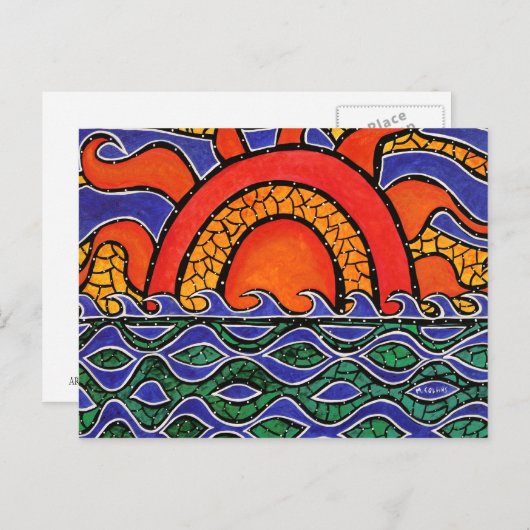 Abstract Sunset Colorful Art Postcard Postkarte (Vorne/Hinten)