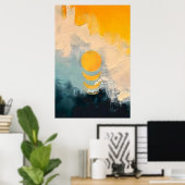 Abstract Sunset – Golden Calm Over Horizons Poster (Heimbüro)