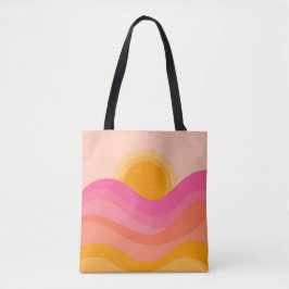 Abstract Sunset Tote Bag | Pastel Wave Tasche