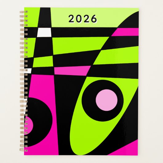 Abstract Surfing Hot Pink Lime Green Black Planer (Vorderseite)