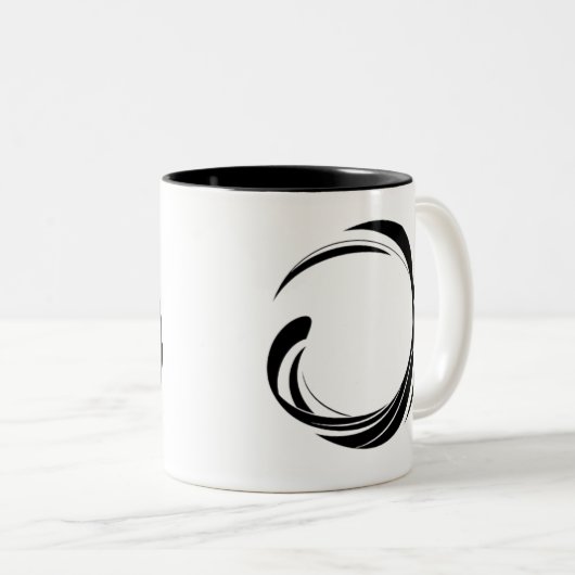Abstract Swirl Circle Design – curved ring artwork Zweifarbige Tasse (VorderseiteRechts)