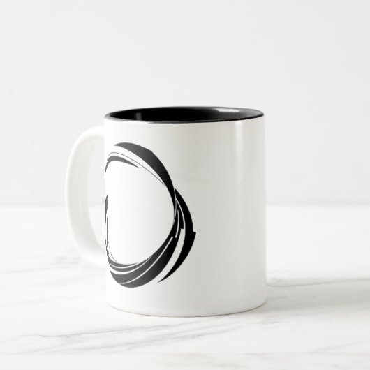 Abstract Swirl Circle Design – curved ring artwork Zweifarbige Tasse (Vorderseite Links)