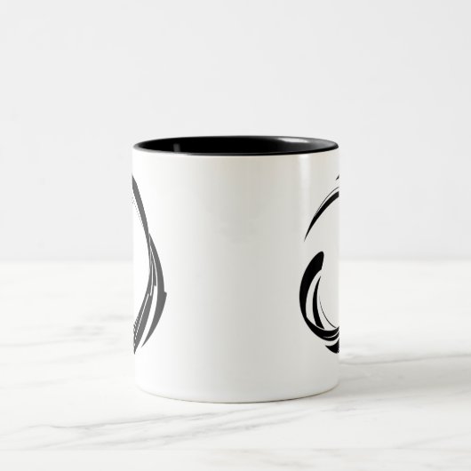 Abstract Swirl Circle Design – curved ring artwork Zweifarbige Tasse (Mittel)
