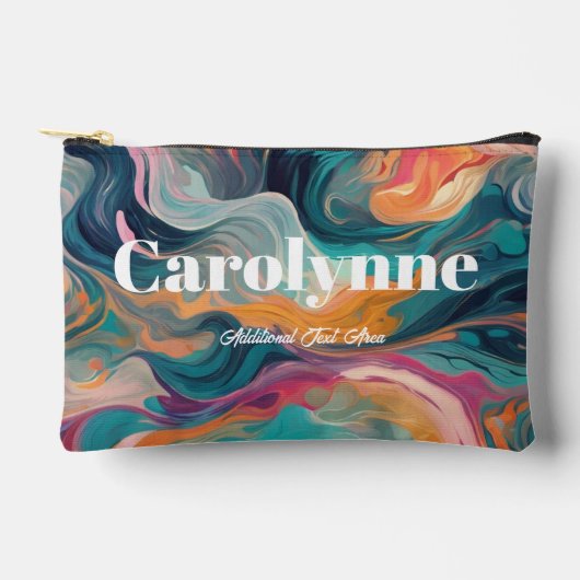 Abstract Swirl Teal & Orange Accessory Pouch Zubehörtasche (Vorderseite)