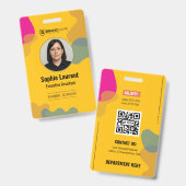 Abstract Swirl Yellow Professional Name Tag ID Ausweis (Front & Back)