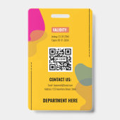 Abstract Swirl Yellow Professional Name Tag ID Ausweis (Back)