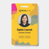 Abstract Swirl Yellow Professional Name Tag ID Ausweis (Front)