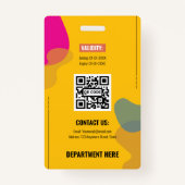 Abstract Swirl Yellow Professional Name Tag ID Ausweis (Rückseite)