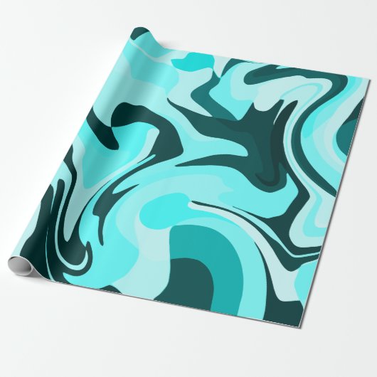 Abstract Swirling Aqua and Teal Design Geschenkpapier (Ungerollt)