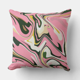 Abstract Swirling art with Pink, white and black Kissen